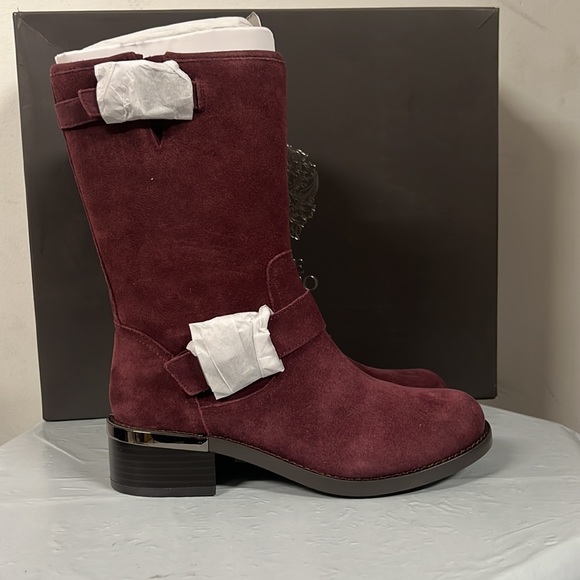 NIB Vince Camuto Women’s Wadelyn Leather Round Toe Mid-Calf Boot, Red - 6.5 - Picture 3 of 13